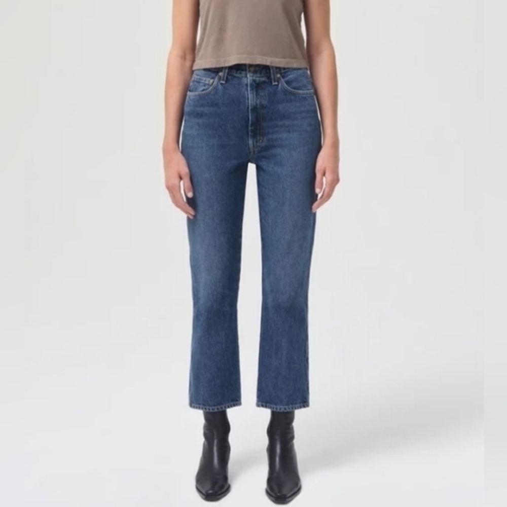 Classic High-Rise Straight Jeans in Dark Blue
